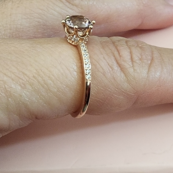 Pink Sparkling Crown Solitaire Ring size 56 - Picture 6 of 8